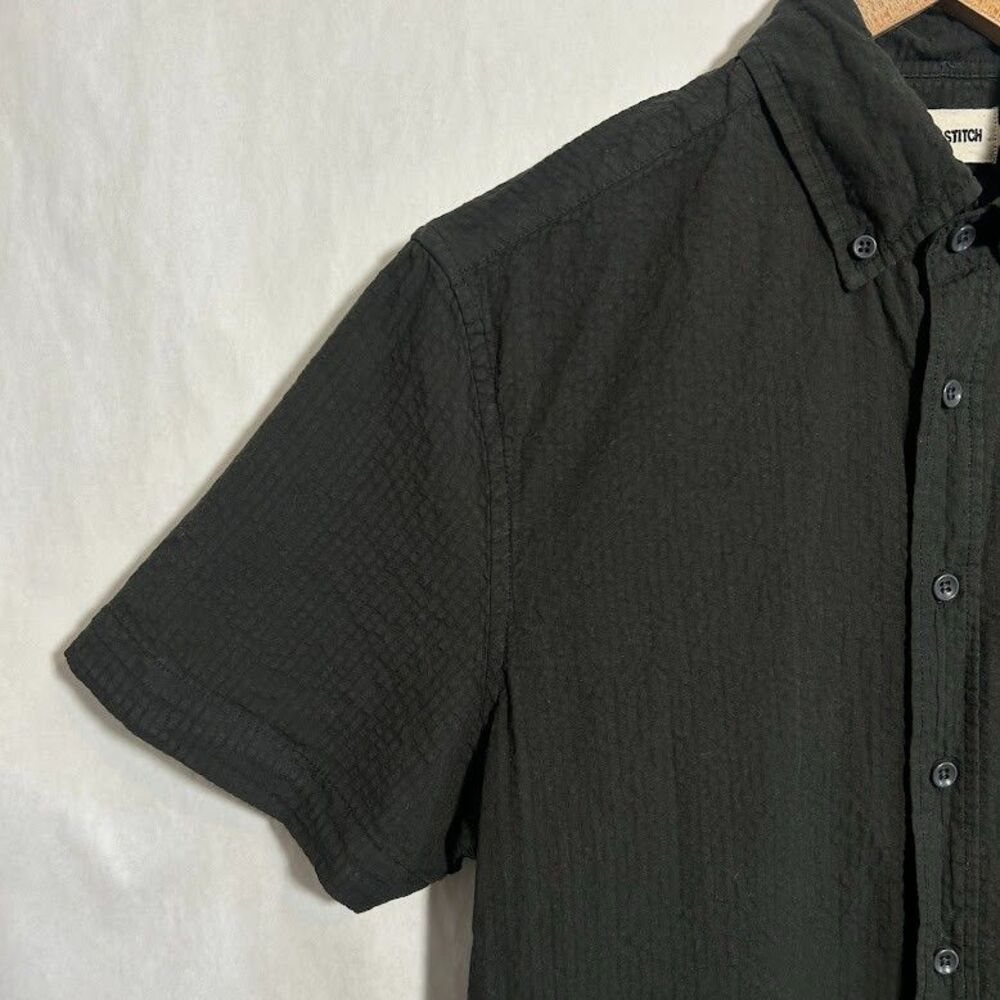 Taylor Stitch The Jack Seersucker Shirt Men XS 36 Faded Black Short Sleeve - Picture 5 of 7